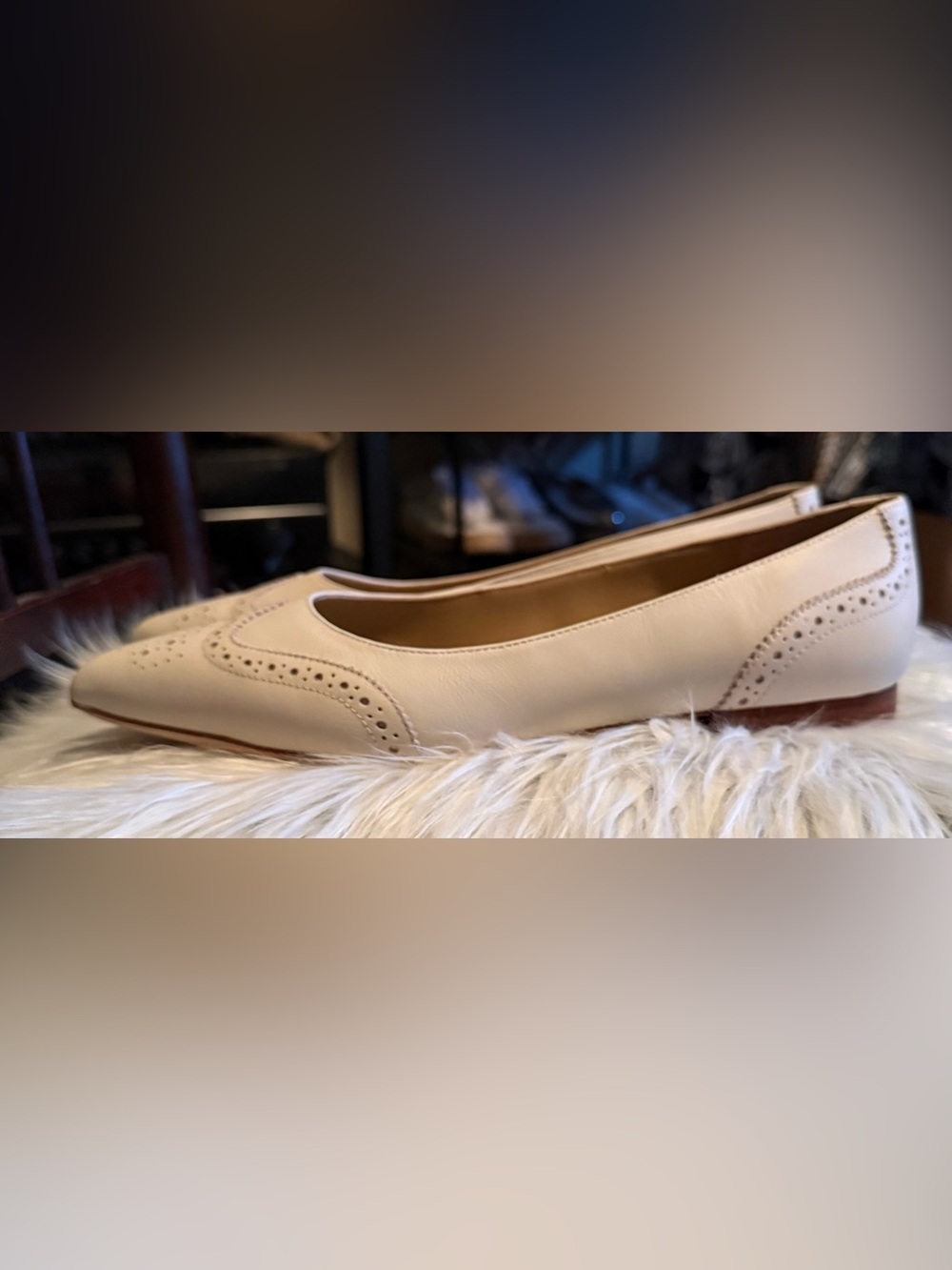 LAUREN RALPH LAUREN Loraine Perforated Leather Ballet Flats.